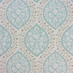Nina Campbell Marguerite NCW4304-05 Aqua and taupe on an ivory background
