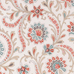 Nina Campbell Baville NCW4351-01 red, teal and taupe on a white background