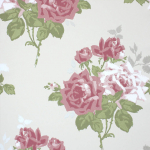 Nina Campbell Rosa Alba NCW4033-02 Antique pinks with white pearl accents, on cream.
