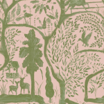 Mind The Gap THE ENCHANTED WOODLAND WP20812 A serene mix of emerald green and light beige on a green background.