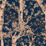 Mind The Gap THE SACRED TREE  WP20592 Indigo blue, Taupe, Red, Peach, Brown