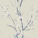 Today Interiors CHERRY BRANCHES TR70912 Stone grey backdrop with subtle floral outlines creates grounded, e...