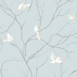 Today Interiors DREAMY BIRDS TR71102 A pale, misty blue background with soft grey birds. This colourway ...