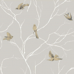 Today Interiors DREAMY BIRDS TR71105 TR71105 wallpaper features a soft, light grey background with birds...