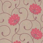 Osborne & Little Salome W5456-04 Bright pink flowers on cream.