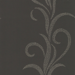 Osborne & Little Sintra W5644-01 Gilver metallic on black background.