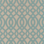 Osborne & Little Du Barry W6013-02 Aqua flock on soft metallic gilver sheen.