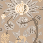 Osborne & Little Maharani W6022-07 Fruits are in warm cream tones nestled on gilver metallic leaves se...