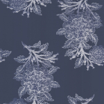 Osborne & Little Ajouré W6433-01 In holographic silver against satin grey blue.