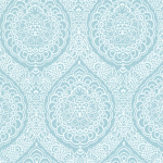 Osborne & Little Rosalia Damask W6493-03 White on bright duck egg blue. 