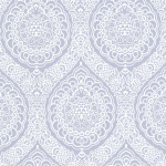Osborne & Little Rosalia Damask W6493-04 White on lavender.