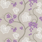 Osborne & Little Shiraz W6494-05 Pale linen, purple.