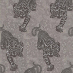 Matthew Williamson Tyger Tyger W6542-02 Silver holographic and chocolate tigers on a muted silver ground, w...
