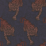 Matthew Williamson Tyger Tyger W6542-03 Holographic copper ombré and black tigers, on a deep indigo ground.