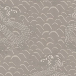 Matthew Williamson Celestial Dragon W6545-04 Silver beads on waves of silver and buff.