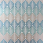 Osborne & Little Leaf Fall W6591-02 Metallic turquoise, peacock, and gilver on pale stone.
