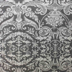 Matthew Williamson Orangery Lace  W7142-02 Metallic silver on a black background