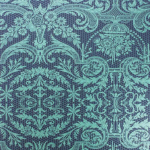 Matthew Williamson Orangery Lace  W7142-04 Metallic jade on a dark blue background
