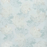 Osborne & Little Sycamore W7336-01 Skeleton leaves in metallic gilver and duck egg blue on light duck ...