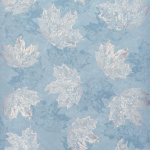 Osborne & Little Sycamore W7336-02 Skeleton leaves in metallic pewter and dusky blue on a light grey b...