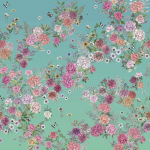  Skye's Garden - Aqua & Blue Wallpaper W7491-01