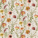 Osborne & Little Lamorran Trail W7684-03 Amber - Amber, vanilla and pink blooms, set against a stone coloure...