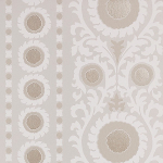 Osborne & Little SAMRINA W7904-02 Elegant medallion designs in ivory and gilver on a soft taupe backg...