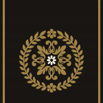 Today Interiors REGAL MEDALLION BORDER WH42206 A striking black background with metallic gold and matt white medal...