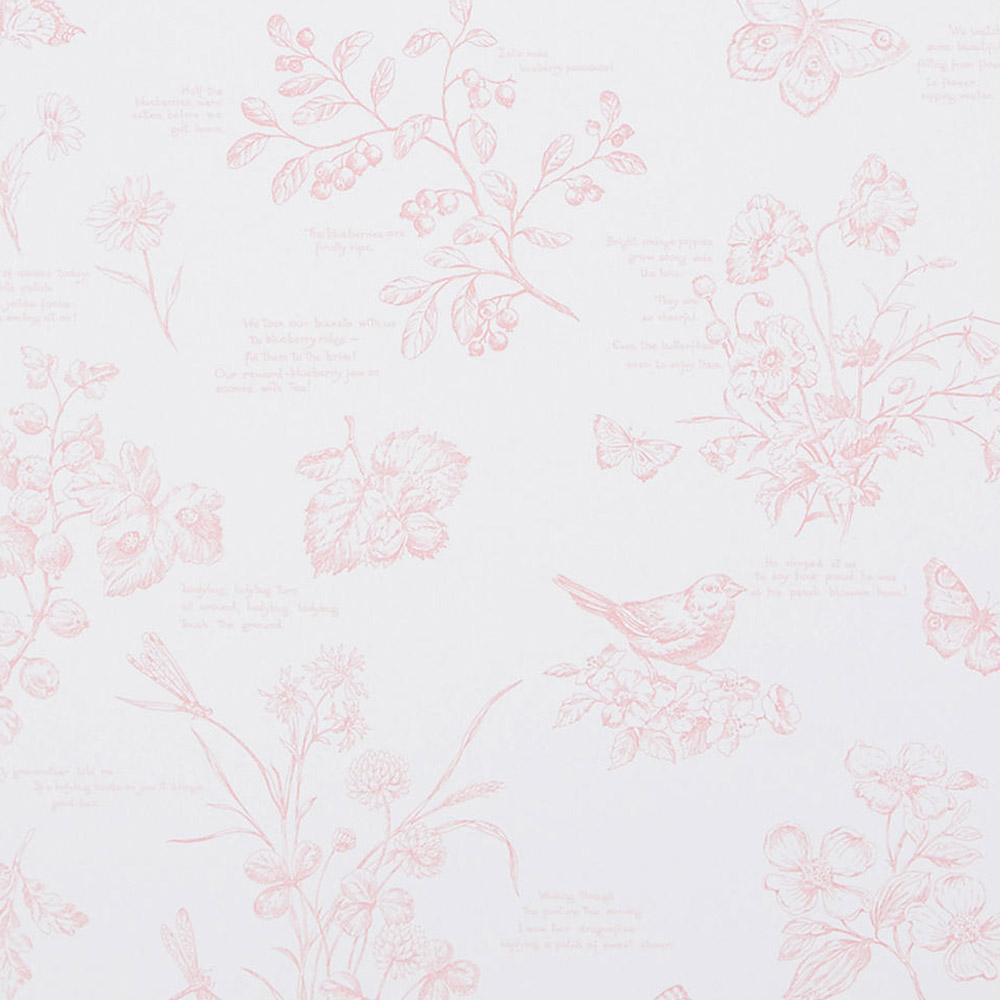 Nature Study Toile - Pink & Purple Wallpaper