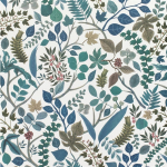 Christian Lacroix Cueillette PCL7024/03  A trail of green and blue leaves, with pink berries set against a ...