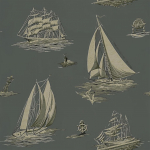 Ralph Lauren Down easter boats PRL5024/01  Boat wallpaper printed on a fog grey background. 