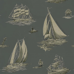 Ralph Lauren Down easter boats PRL5024/01  Boat wallpaper printed on a fog grey background. 