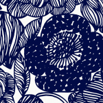 Marimekko KURJENPOLVI 25182 Navy blue and white