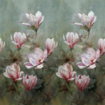 Designers Guild Yulan magnolia PDG1115/01 Magnolias in soft shades of rose and pale pink, against a soothing ...
