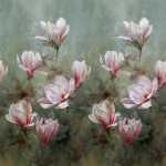 Designers Guild Yulan magnolia PDG1115/01 Magnolias in soft shades of rose and pale pink, against a soothing ...