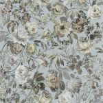 Designers Guild Mansur PDG1125/04 Painted flowers in cream, white and pink against a light green ground.
