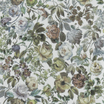 Designers Guild Mansur PDG1125/03 Painted flowers in shades of grey, blue and cream against a white g...