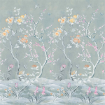 Designers Guild Manohari PDG1137/01  Blossom - Pretty pink blossoms and peach flowers set against a sag...