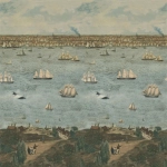 Designers Guild Seaport ocean PJD6009/01 White sailboats out at blue sea
