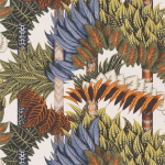 Christian Lacroix Belorizonte PCL7043/02 Tangerine - Green, blue, and orange leaves against a white background.