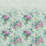 Designers Guild Bouquet de roses PDG1173/01 elicate watercolour roses on a soft celadon background.
