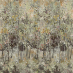 Designers Guild Bois de bouleau grasscloth scene 1 PDG1185/01 Warm sepia tones create a vintage and serene forest ambiance.