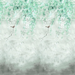 Designers Guild Shinsha scene 1 PDG1116/02 Soft, chalky tones with celadon cherry blossoms on a shaded backgro...