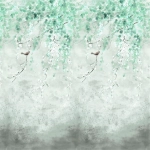 Designers Guild Shinsha scene 1 PDG1116/02 Soft, chalky tones with celadon cherry blossoms on a shaded backgro...