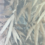 Today Interiors Bamboo Veil 18604 Iridescent tonal grey background with warm taupe and off white leaf...