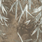 Today Interiors Bamboo Veil 18606 Warm brown and taupe background with cool grey and white leaf detai...