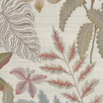 Jannelli & Volpi JARDIN TROPICAL JV-6804 Light blue, green, pink, grey, mustard on neutral iridescent backgr...