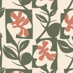 Marimekko PIENET NAATIT 25947 Eggshell, forest green and dusty salmon pink