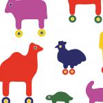 Marimekko RULLA JV-25987 Red, purple, magenta, yellow and green on white background