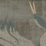 Jannelli & Volpi TSURUIMIDAI JV-7501 Taupe, dove grey, gold on streaked charcoal grey background
